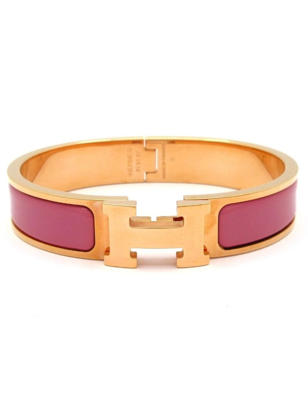 Hermes Bangle Clic H Pink Gold Bracelet